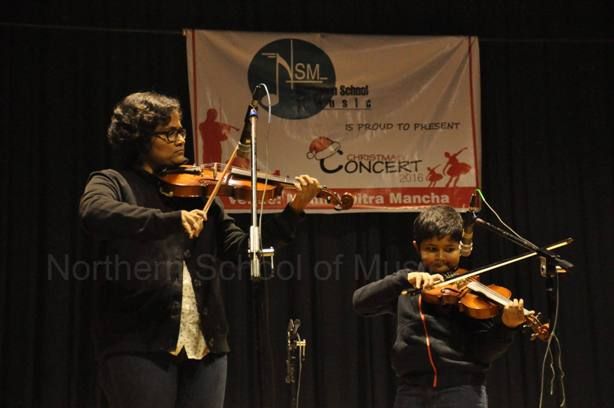 Mother and son performing Western Classical Music on Violin at NSM Concert 2016