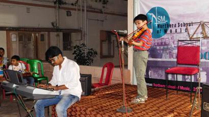 Indian Music on Violin with Synthesizer accompaniment at Roof-Top Concert April 2017 by NSM Music School